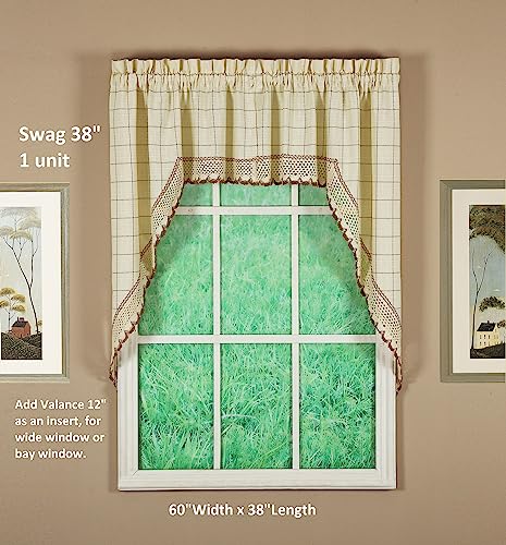 Today's Curtain Adirondack 2-Tone Crochet Swag 38", Ecru/Toast, 60W x 38L - color: Ecru/ Toast, size: 60"W x 38"L (Pack of 1)