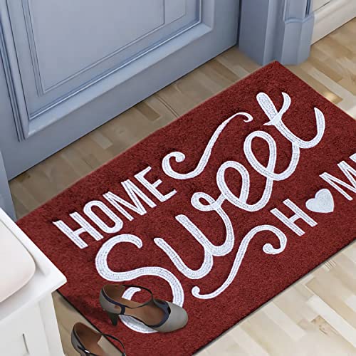 AAZZKANG Home Sweet Home Doormat Outdoor Indoor Welcome Door Mat Large 36"x24" with Non Slip Rubber Backing Easy to Clean Front Door Entrance Doormat Red Decorative - color: Dark Red, size: 24" x 36" (Rectangular)
