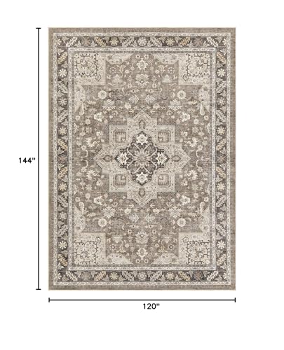 cotiled 10x12 Area Rug for Living Room, Washable, Traditional, Brown - color: Vintage Brown, size: 10' x 12' (Rectangular)
