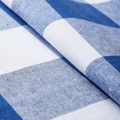 Encasa XO Table Runner, Woven Cotton Dining Linens 13"x72" Blue - color: Buffalo Blue Checks, size: 13x72 in