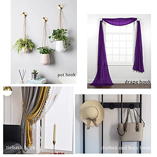 BEL AVENIR 2 Pack Curtain Holdbacks Metal Round Medallion Drapery Tiebacks Wall Hooks Modern Simple Style Home Decor with 2pcs Screws (Copper) - color: Copper