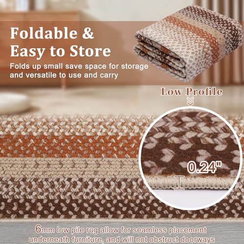 RUGSREAL 2x4 Small Entry Door Mat Washable Farmhouse Living Room Rug - color: Brown/Rust, size: 2' x 4' (Rectangular)