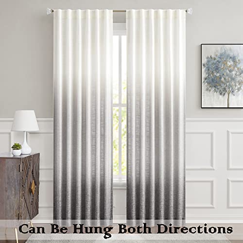 Central Park Ombre Semi Sheer Curtain, Cream White to Gray, 50" Wx63 Lx2 - color: Grey, size: 50"W x 63"L (Pack of 2)