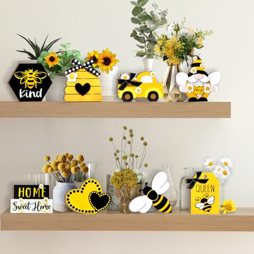 Bee Tiered Tray Decor, Spring Summer Farmhouse Tiered Tray