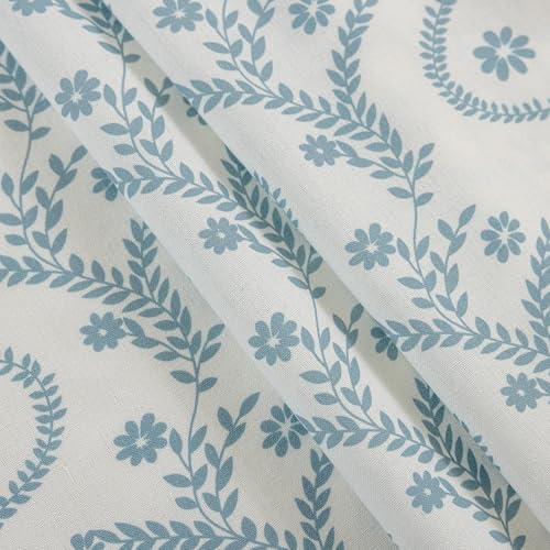 Light Blue Green Boho Floral Curtains 45 Inches Long 2 Panels - color: Blue Green, size: 55"W x 45"L (Pack of 2)