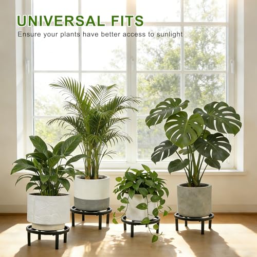 12" Metal Plant Stand Black-2PCS - size: 11.8"-2PCS