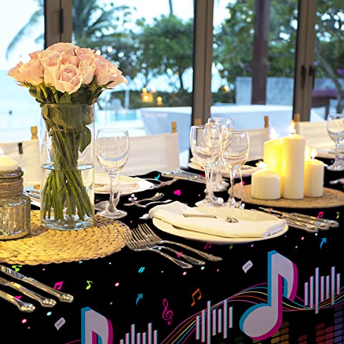 Gatherfun Music Party Disposable Tablecloth, Plastic Table Cover for Music Themed Birthday Party, 3 PCS, 54”x108” - style: Music