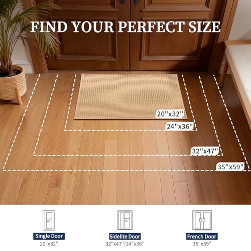 YIHOUSE Indoor Door Mat 20" x 32", Non-Slip Washable Entryway Mat, Dirt Trapper Absorbent Entrance Mat, Low Profile Floor Mat for Front/Back Door, Entryway, Khaki - color: Khaki, size: 20"x32" (Rectangular)