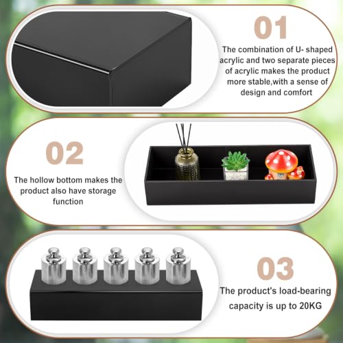 Chunful Black Acrylic Display Box Riser, 16 x 5.6 x 3 Inch Pedestal Stand - size: 16" L× 5.6" W × 3" H