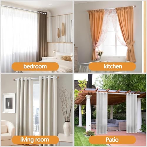 1 Pack Boho Rustic Adjustable Wood Curtain Rod 32-45 Inch, Silver - color: Silver, size: 32"-45"|1 PACK