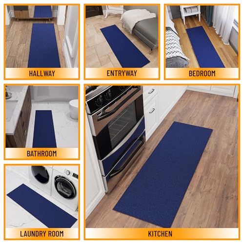 Ottomanson 2x5 Kitchen Runner – Non-Slip Hallway Runner Rug - color: Navy Blue