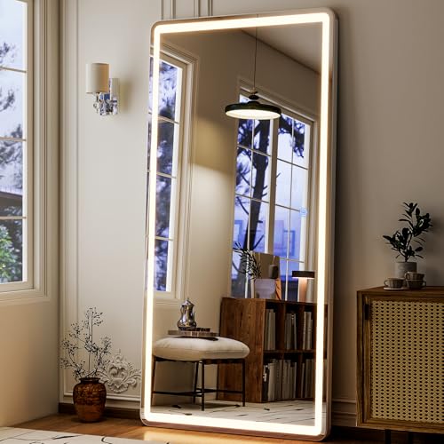 GLSLAND 65"x26" LED Mirror Full Length, Floor Mirrors with Lights - color: Rectangle, size: 65"L x 26"W