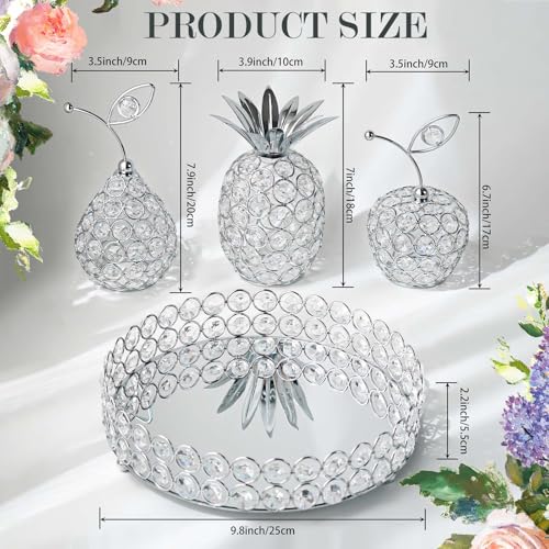 Elegant Decorative Trays & Crystal Fruit 4pcs Set, Crystal Tea Light Holder - Wedding Centerpieces for Holidays, Home Table Decorations, Fruit Displays and Candle Holders (Silver, Round Set of Four) - color: Silver, size: Round