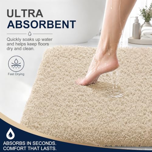 OLANLY Microfiber Bathroom Runner Rugs 70x24, Soft Absorbent Bath Mat, Sand - color: Sand, size: 70" X 24"