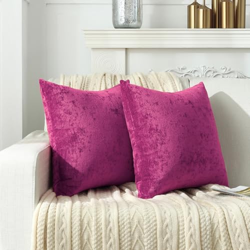 Jeneoo Fuschia Pink Decorative Throw Pillow Covers Soft Chenille Comfy Long Lumbar Couch Cushion Cases for Living Home Sofa Decor (Set of 1, 14 x 26 Inches) - color: Fuschia Pink, size: 26" x 14" (Pack of 1)