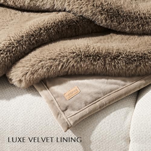 EverGrace Faux Chinchilla Fur Throw Blanket, 60"x80", Tawny Mink - color: Tawny Mink, size: 60"x80"