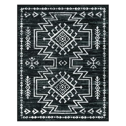 Lahome Washable Living Room Rugs 8x10, Western Black and White Bedroom Rug - color: Black, size: 8' x 10' (Rectangular)