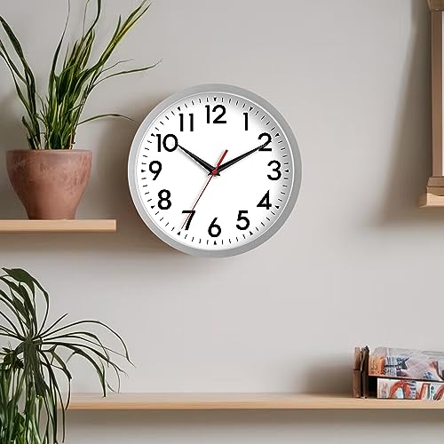 DAXSMY 10 Inch Wall Clock, Battery Operated Silent Non Ticking - color: B-silver, size: 10"
