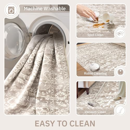 Soalmost 2.5'x8' Runner Rugs for Hallway, Washable Kitchen Runner Rug - color: Light Brown, size: 2'6" x 8' (Runner)