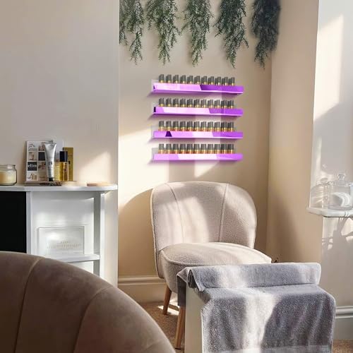 4 Pack 15 Inch Purple Reflective Acrylic Floating Wall Shelves - color: 15in-purple Mirror