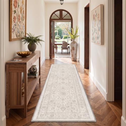 GENIMO 2X5 Washable Runner Rug for Kitchen, Boho Medallion Non Slip - color: Cream Taupe, size: 2' x 5' (Rectangular)