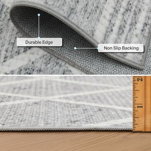 ReaLife Rugs Machine Washable Area Rug - Living Room Bedroom Bathroom Kitchen Entryway Office - Padded Crease Free Stain Resistant Premium - Boho Modern Farmhouse - Tessa- Gray Ivory - 2'x 3' - color: Tessa - Gray Ivory, size: 2' x 3' (Rectangular)