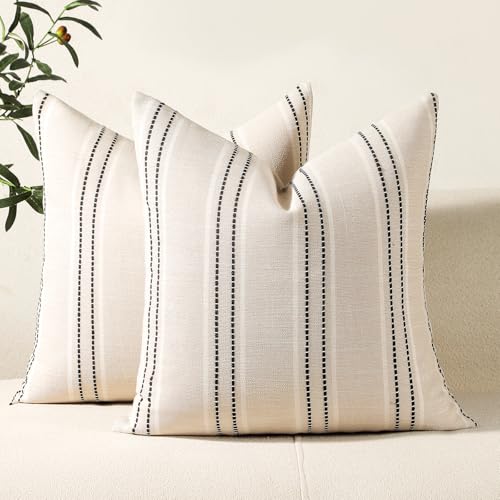 Hckot Black Striped Throw Pillow Covers 16x16 Set of 2 Accent Pillow Cover - color: Black, size: 16" x 16" (Pack of 2)