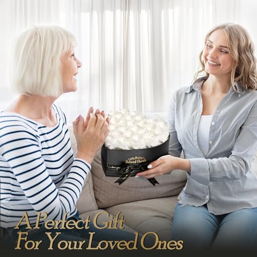 27 Preserved Flowers Rose Birthday Gifts for Women Her Mom Wife Girlfriend Grandma on Valentines Mothers Day Christmas Anniversary Romantic(White) - color: Pure White, size: 27 Roses