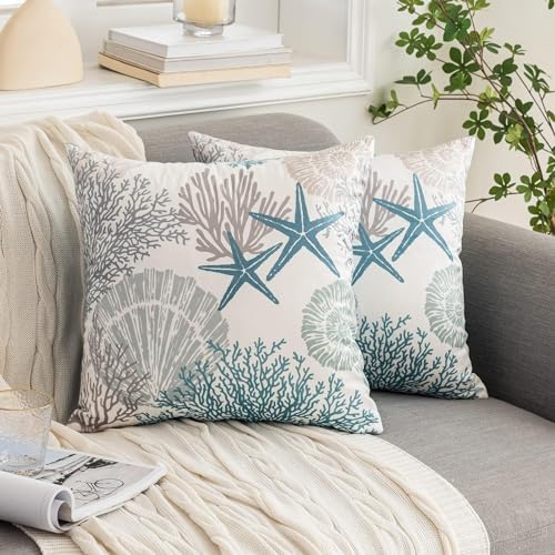 Tritard Coastal Pillow Covers Set of 2, 20x20, Blue - size: 20" x 20" (Pack of 2)