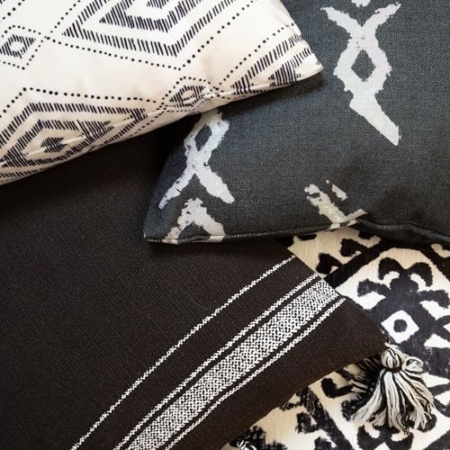 Black & White Decorative Throw Pillow Covers, Set of 4, 18x18 Inch Geometric Ikat Textured Accent Pillow Cover 4 Pack - color: Tribal