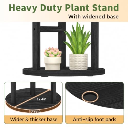 LASZOLA Wood Small Plant Stand Table Indoor Tall with Lights, 3 Tier Black - color: Black with Light, size: 3 Tier