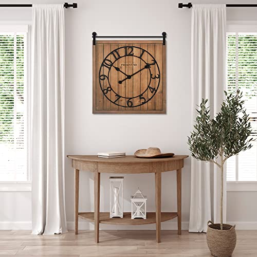 Presentime Farmhouse Barn Door Clock - color: Brown Wood