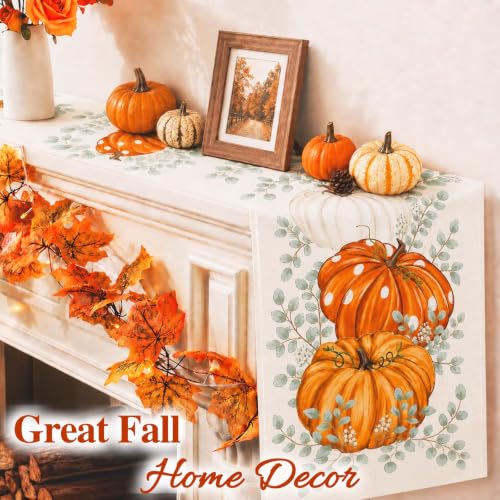 ONFAON Fall Decorations for Home, Fall Table Runner 13x72 Inch Linen - size: Table Runner-Pumpkin