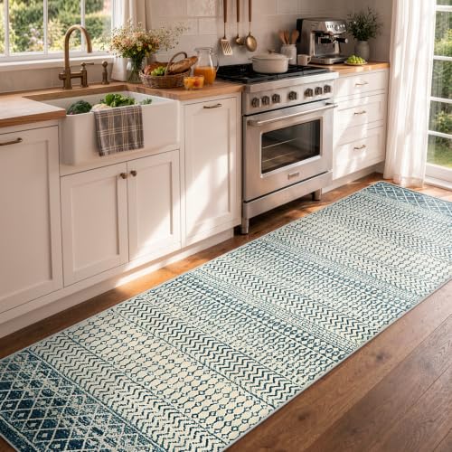 Entry Way Rugs Indoor Runner, 2'6''x8' Coastal Runner Rug - color: Royal Blue, size: 2'6" x 8' (Runner)