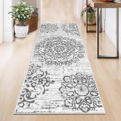 HEBE Hallway Runner Rug 2'x5', Washable Non Slip Kitchen Rug Runner - color: Grey, size: 2' x 5' (Rectangular)
