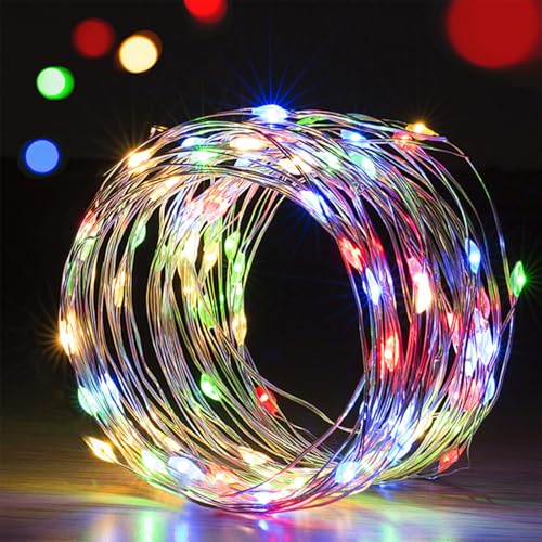 3 Pack 100 LEDs Fairy String Lights Battery Operated 32.8 FT with Timer - color: 10-Multi-colored