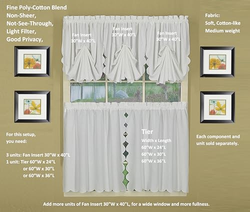 Today's Curtain, Orleans Scallop Curtain, White 24" Tier Pair, 60" W x 24" L, White - color: White, size: 60"W x 24"L (Pack of 1)