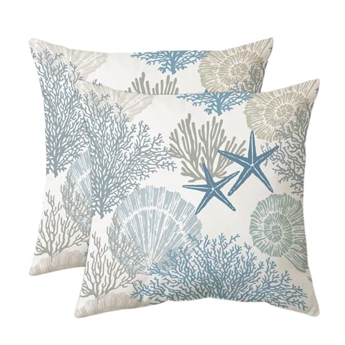 Tritard Coastal Pillow Covers Set of 2, 18x18, Blue - size: 18" x 18" (Pack of 2)