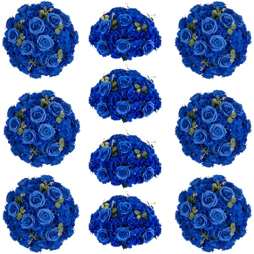 Royal Blue Flowers Balls Centerpieces: 11.8in Diam, Set of 10 - color: Royal Blue, size: 11.8" Diam - 10 PCS
