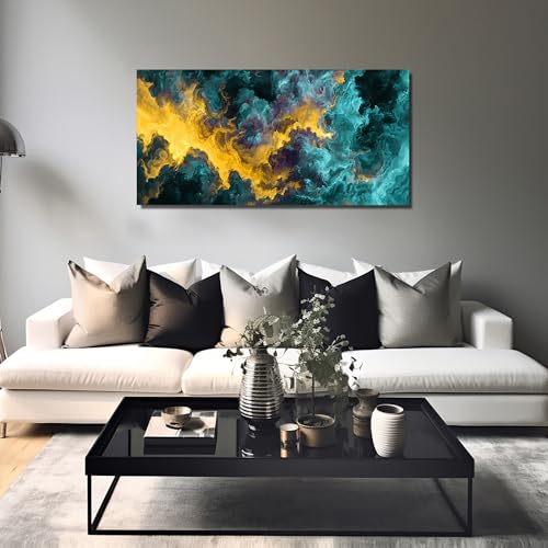 Ouzzlie Yellow Wall Art Abstract Picture Art for Bedroom - color: yellow, size: 48"L x 24"W