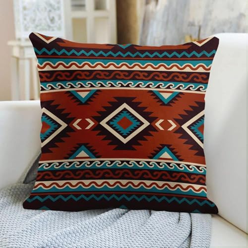 Throw Pillow Covers, Boho Geometric, Set of 4, 18"x18" - color: Southwestern Tribal
