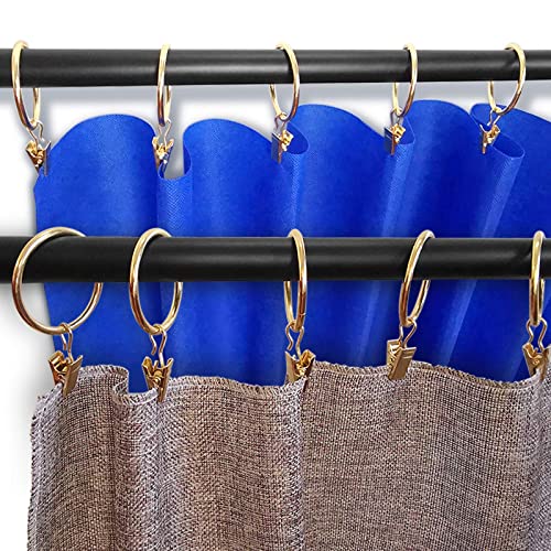 LLPJS Curtain Rings with Clips, 1.5 inch ID, 20 Pack, Gold - color: Gold, size: 1.5" I D Set of 20