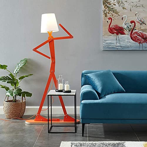 Cool Corner Reading Wood Tall Floor Lamp, LED Bulb Included, Orange - color: Orange