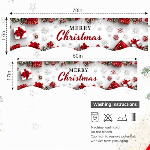 NYZE Christmas Mantel Scarf 70 x 17 Inch Fireplace Mantel Scarf Cover Decoration for Christmas Fireplace Scarf Shelf Top Runner Holiday Winter Home Decor - size: 70 x 17 in, style: Merry Xmas 2