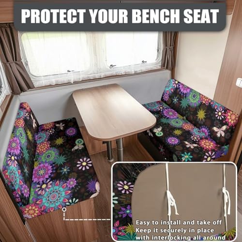 Boho Mandala Butterfly RV Dinette Cushion Covers 2 Pieces,Washable Camper Cushion Slipcovers Replacement Sofa Cushions Slipcovers for Travel Trailer Couch - color: Boho Mandala Butterfly