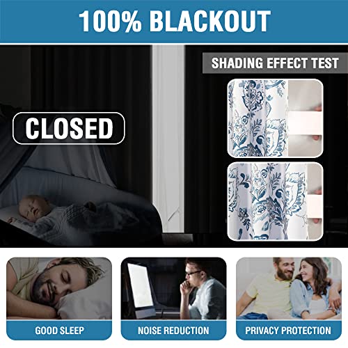 H.VERSAILTEX 100% Blackout Curtains for Bedroom Paisley Floral Printed Curtains 63 Inches Long Grommet Curtains & Drapes Thermal Curtains Window Treatments with Black Liner 2 Panels, Stone Blue - color: Paisley - Stone Blue, size: 52"W x 63"L (Pack of 2)