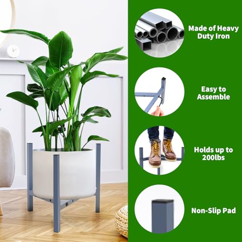 Aripark Plant Stand Indoor Adjustable, Metal Modern Plant Stands Small, Heavy Duty Stable Plant Pot Flower Holder Outdoor Corner, Fit 8 9 10 11 12 inch Pots, Sparkling Blue (Pot & Plant Not Included) - color: Sparkling Blue