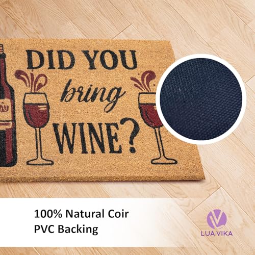 Funny Coir Door Mats Outside and Inside, Wine, 17 x 30 in - color: Wine