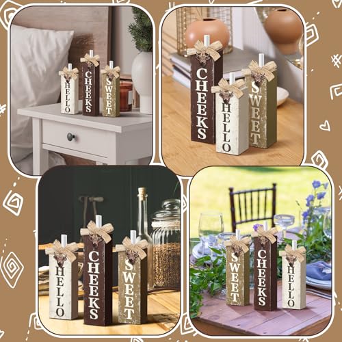 MiniInflat Highland Cow 3 Pcs Table Decor, Wooden Block Sign Tiered Tray - style: Highland Cow