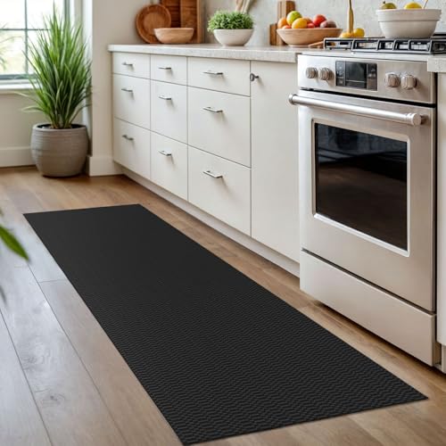KOZYFLY 2x7 Runner Rug, Washable Non Slip Kitchen Hallway Rug, Black/Grey - color: Black/Charcoal Grey, size: 2' x 7' (Rectangular)